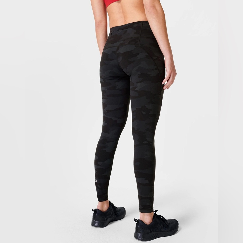 Sweaty Betty 7/8 Power Workout Leggings in Ultra Black Camouflage Womens Size S
